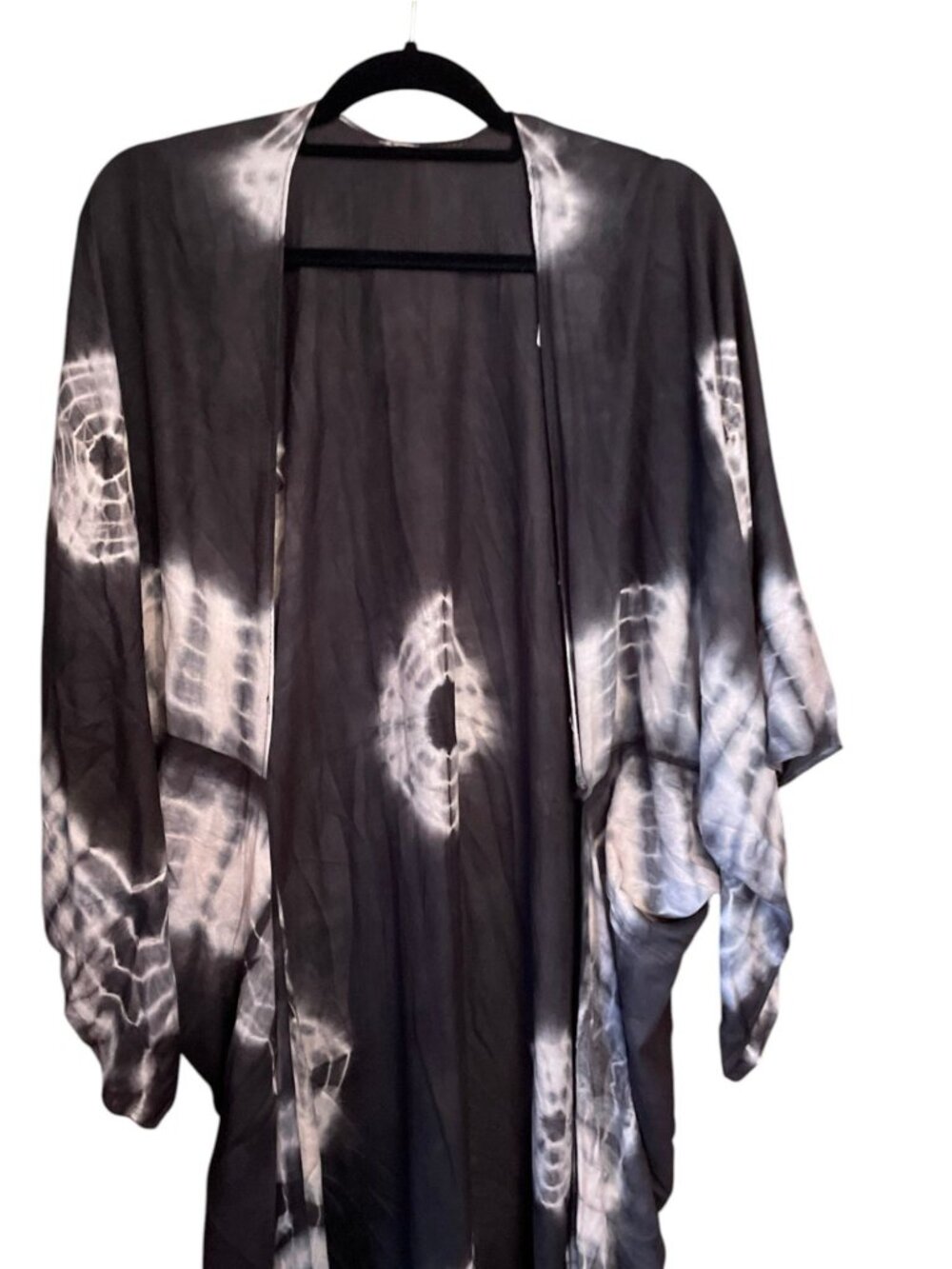 Free People Spell Bound Duster Black White Tie Dye Boho Indie OS Whimsy Fairy - Picture 2 of 13